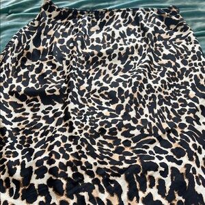 Topshop Black and Tan Leopard Pencil Skirt